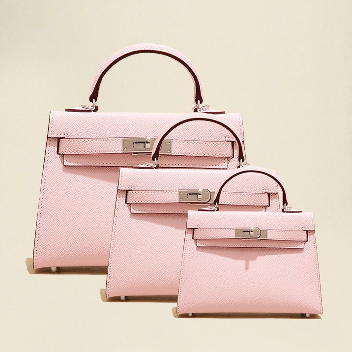 Sac à main KEY baby pink en cuir de veau premium avec bandoulière